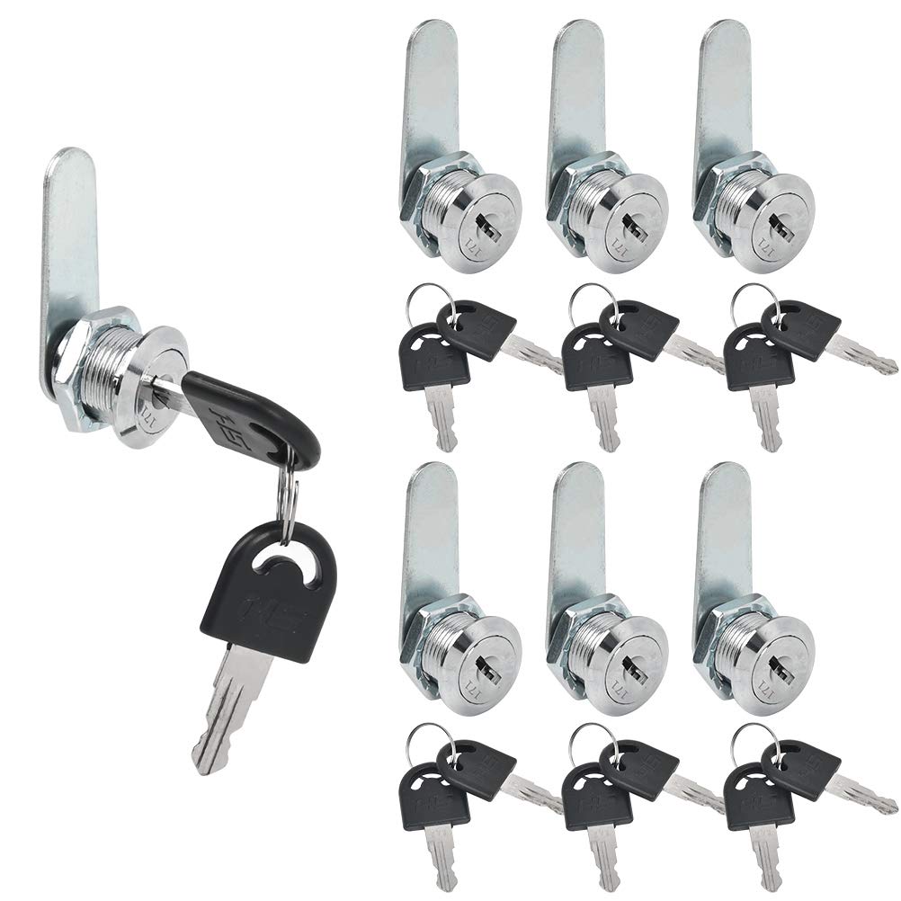 Cam Lock 6 Pack Cabinet Drawer Lock 16mm Mailbox Security Zinc Alloy Locks With 12 Keys for Cupboard Letter Box Door Toolbox