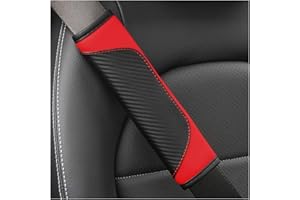 Osilly 2PCS Car Seat Belt Cover, Carbon Fiber Seatbelt Shoulder Protection, Soft Car Seat Belt Strap Cushion Protect Your Neck and Shoulder, Car Accessories Seat Belt Pad for Car Truck (Red)