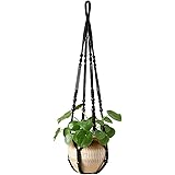 Mkono Macrame Plant Hanger Indoor Hanging Planter Basket with Wood Beads Decorative Flower Pot Holder No Tassels for Indoor O