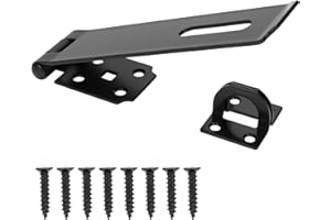 YONSIN 7-1/2" Door Padlock Safety Hasp Latch Heavy Duty, Door Hasp Clasp Lock Gate Shed Hasp Latch Lock for Door Window Fence Gate Barn, 304 Stainless Steel, Thickness 1/8”, Black, 1 Pack