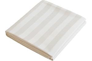 SHUNJIE.HOME Flat Sheet Only Cal King Size, 400 TC 100% Egyptian Cotton Flat Sheet Striped Satin-White Cotton Top Sheet- Wrinkle, Fade, Stain Resistant (Striped-Light Beige, Cal King)