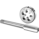 Burkit 1/2"-28 UNEF Tap and Die Set Right Hand | 1/2 x 28 HSS Machine Thread Tap Die Set, Used for Cutting or Repairing Threads on Metal.