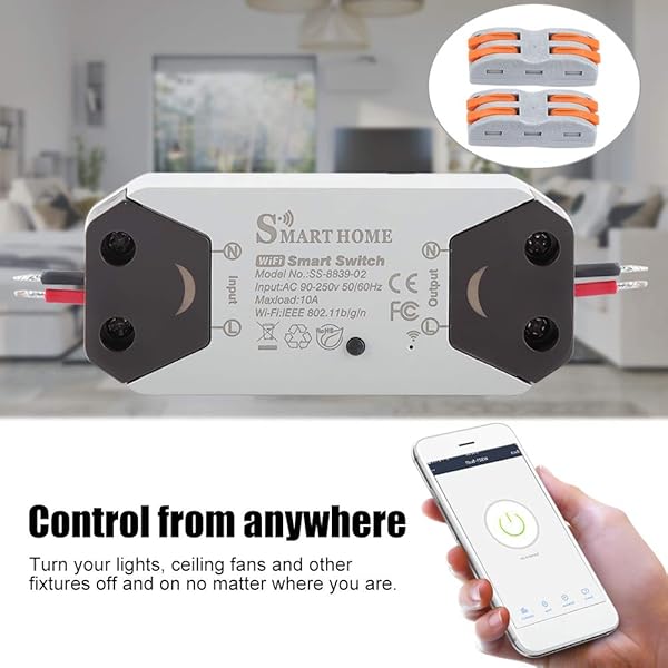 Fdit WiFi Inteligente Smart WiFi Interruptor Mando a Distancia Temporizador Inalmbrico WiFi Interruptor de Control Remoto Conector Compatible con Alexa Asistente Google y ifttt