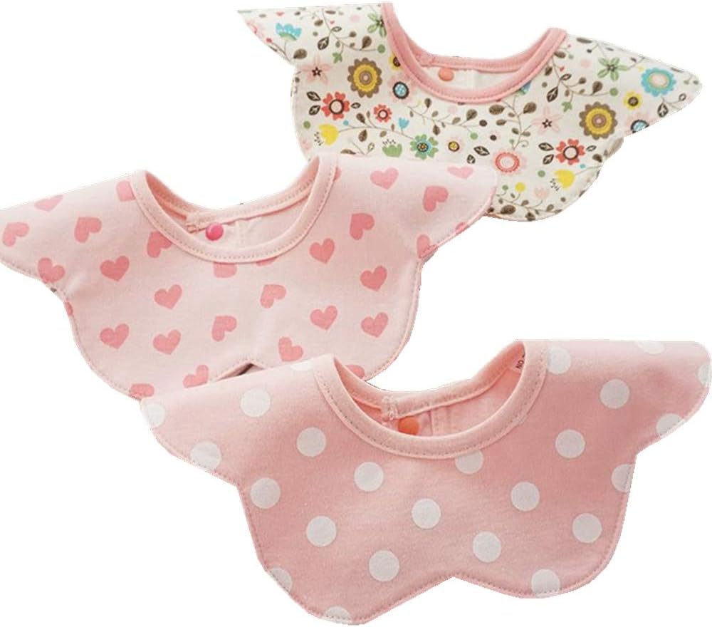 Baby Bib for Feeding and Teething, 3 Pack Infant Burp Clothes, Cotton Absorbent Drool Bib, Child Waterproof Towel Breastplate Baby Gift Set