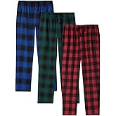 JupiterSecret Mens Pajama Pants Set Flannel Cotton Sleep & Lounge Pants, PJ Bottoms with Pockets and Button Fly 3 Pack