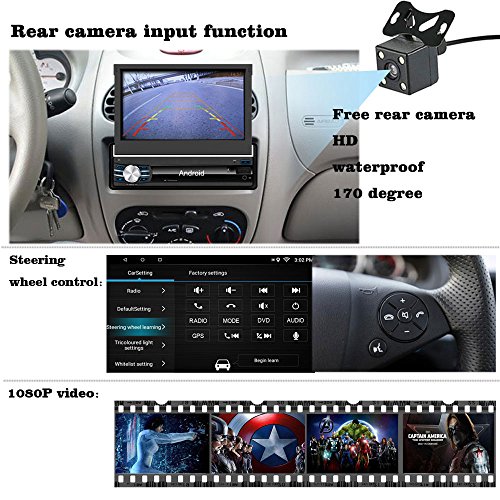 Yody-Single-Din-Android-In-Dash-Car-Stereo-with-Bluetooth-7-Inch-HD-Touch-ScreenSupport-WiFiGPSNavigationMirror-LinkUSBSDAUXAMFM-Car-RadioBackup-CameraMicrophonewireless-remote