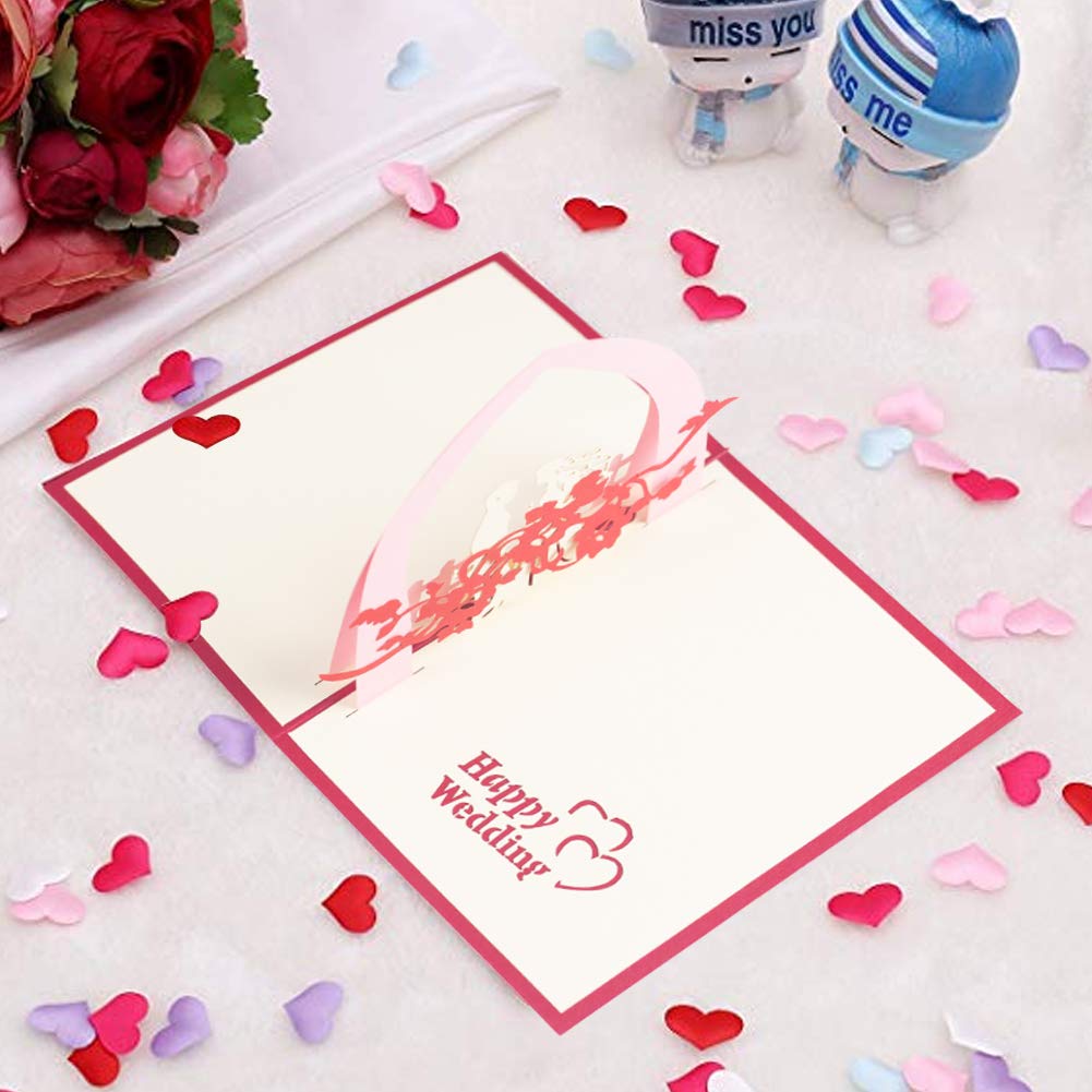 VGoodall Hochzeitskarte, 3D Pop Up Karte zur Hochzeit Glückwuschkarte Einladungskate mit Umschlag für Hochzeit Glückwusche Einladung Grußkate