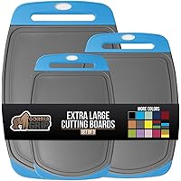 Gorilla Grip Original Oversized Cutting Board, 3 Piece, Juice Grooves, Larger Thicker Boards, Easy Grip Handle, Perfect…
