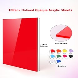 Adrattnay Acrylic Sheets 1/8 Thick, 10Pcs 12 x 12