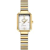 NAVIFORCE Woman Simple Retro Style Bracelet Stainless Steel Watches, Vintage Rectangular Case Watch for Women with Adjustment Tool