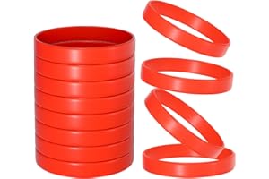 Morcheiong 12 Pieces Silicone Bracelets- Red Color Blank Rubber Wristbands for Adults Teen Party Favors