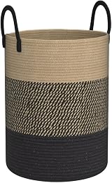 YOUDENOVA Cotton Rope Laundry Basket Large 58L 38x50 cm Grey Brown view 4
