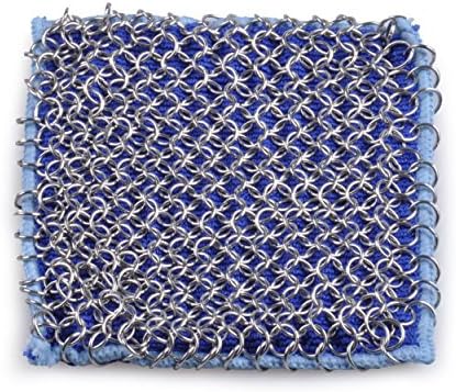 Stainless Steel Chainmail Scrubber Washcloth – 5”x5” Cast Iron Cleaner – Pot, Pan, Skillet, Dutch Over, Griddle and Waffle Iron Scraper