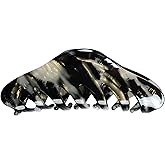 Emma Lily Cellulose Acetate French Hair Claw for Thin Hair, Gifts for Women, Black Tortoise Shell Curve Design—Ideal for Parties, Polished & Professional Look