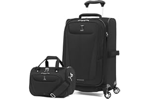 Travelpro Maxlite 5 Softside 2pc Set Expandable Carry On Luggage with 4 Spinner Wheels/Soft Underseat Tote, Lightweight Suitcase, Men and Women, Black