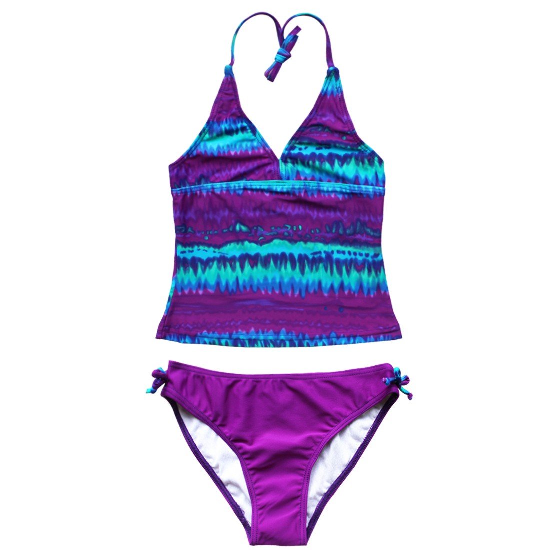 FEESHOW Big Girls Youth TieDye Two Piece Tankini Swimsuit Halter