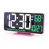 KOSUMOSU Pink Digital Clock 6.7in Desk Clock with