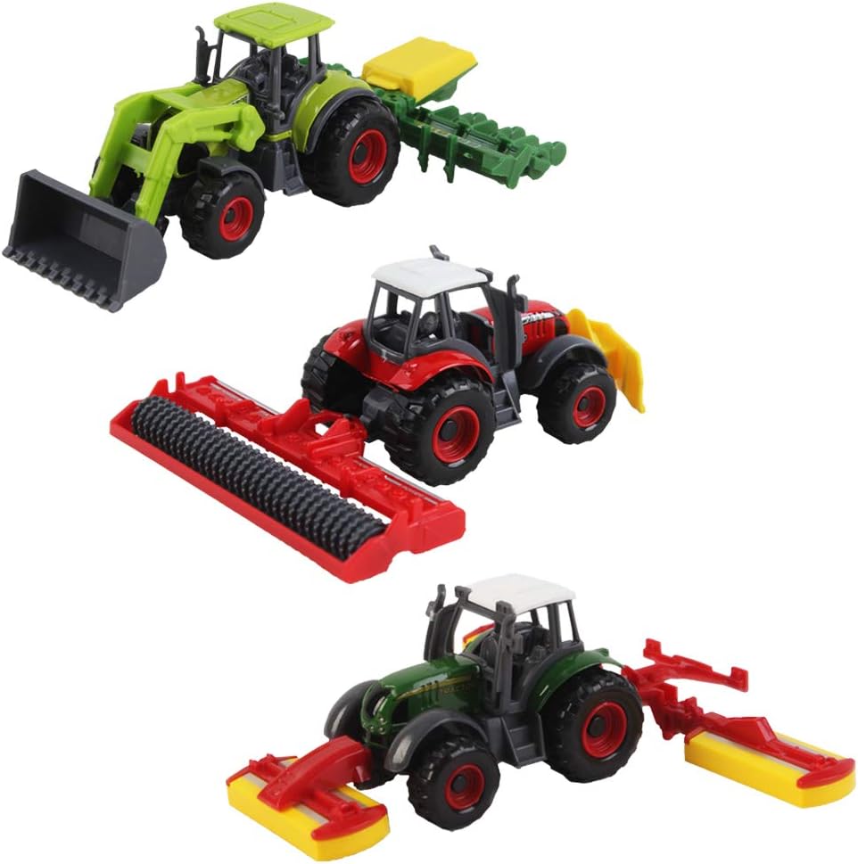 deAO Farm Tractor Toy, Farm Vehicle, Toy Farm Sets for 3+ Year Old Diecast Car, Harvester, Trailer, Cropcutter, Cow - Image 5