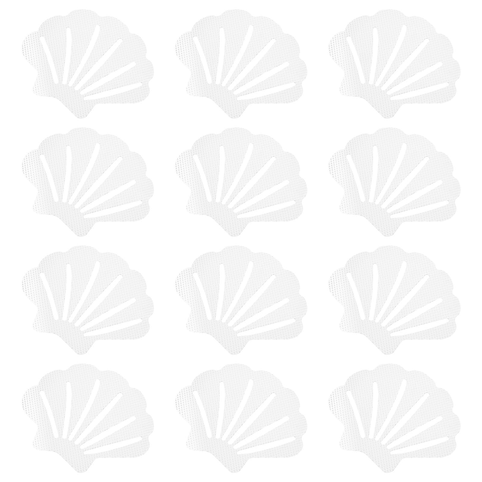 PATIKIL 12Pcs Non Slip Bathtub Stickers, Anti Slip Shower Stickers Bathroom Shower Floor Decals Sea Shell Shape Cute Treads Tubs, Transparent