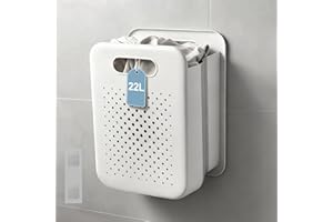 Goderewild Small Collapsible Laundry Basket, Space-Saving Wall-Mounted Hamper, Detachable Hanging Organizer for Clothes, Underwear, Socks, Measures 11.8" x 8" x 14.7" In (White)