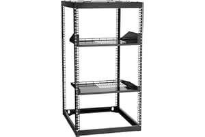 VEVOR 20U Open Frame Network Rack, 23 in Depth, Wall Mounted or Floor Standing Server Rack, Heavy Duty 4 Post, with Vented Sh