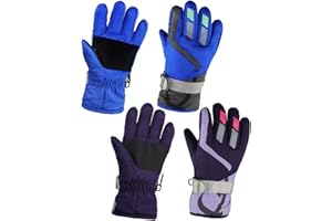 Momoon Kids Winter Gloves Toddler Snow Gloves 2 Pairs Adjustable Warm Gloves for boys and girls