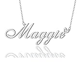 AOLO Maggie Heart Name Necklace Silver Stainless