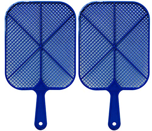 Buzzwacket Heavy Duty Fly Swatters (2 Pack) Kills Flies in The Air No More Squishing Mess. Short Handle Design Makes it The Best Home Fly and Insect Killer