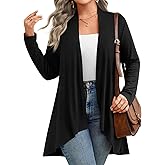 Anymiss Womens Long Cardigans Spring Lightweight Jackets S-2XL Knit Kimono