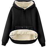 Kissonic Women's Winter Warm Sherpa Fleece Lined Hoodie Sweatshirts Thick Pullover Tops with Pockets