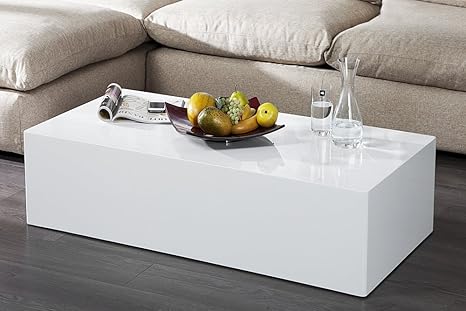 Dunord Design Couchtisch Sofatisch Monolit 50cm Weiss Hochglanz Retro Modern Design Lounge Mobel Wohnzimmer Tische