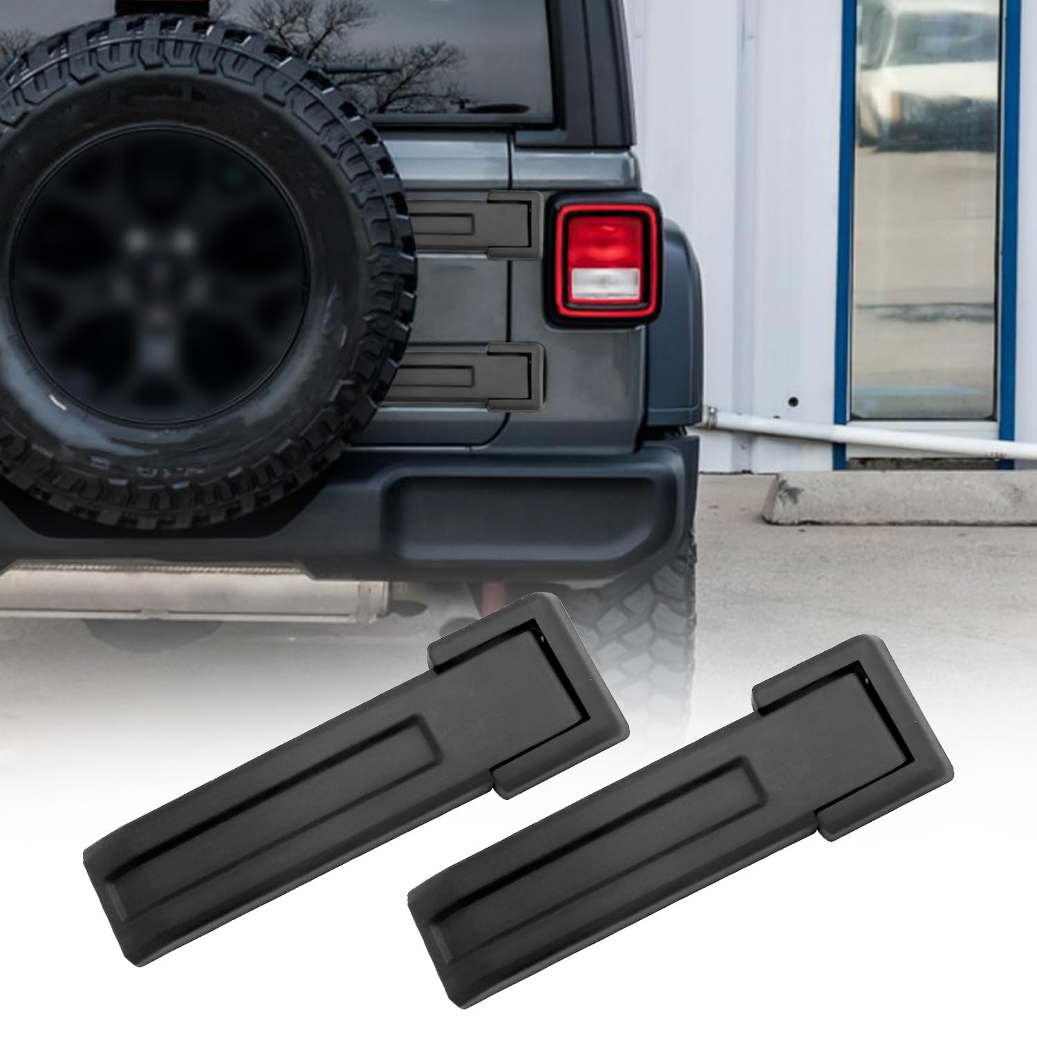 Photo 1 of B.ZSSY Tailgate Hinge Cover Trim Compatible with 2007-2017 JK Unlimited Spare Tire Bracket Hinge Cover Replace 55397092AC 55397091AC (Black,2-Pack)