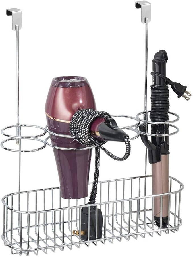 mDesign Hair Dryer Holder Stand Hair Dryer Storage Unit With Multiple