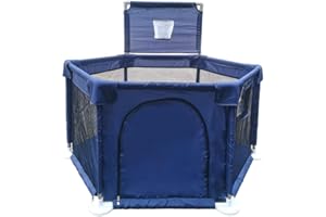 HI SUYI Portable Baby Ball Pit Playpen Playard Fence Playtent with Basketball Hoop Breathable Mesh for Indoors Outdoors Toddler Kids Large
