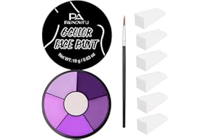 PASNOWFU Purple Face Body Paint, Professional 6 Colors Body Paint SFX Makeup Palette, Cream Water Based Purple Face Paint for Adults SFX Cosplay Halloween Stoker Zombie Monster Ursula Costume Party