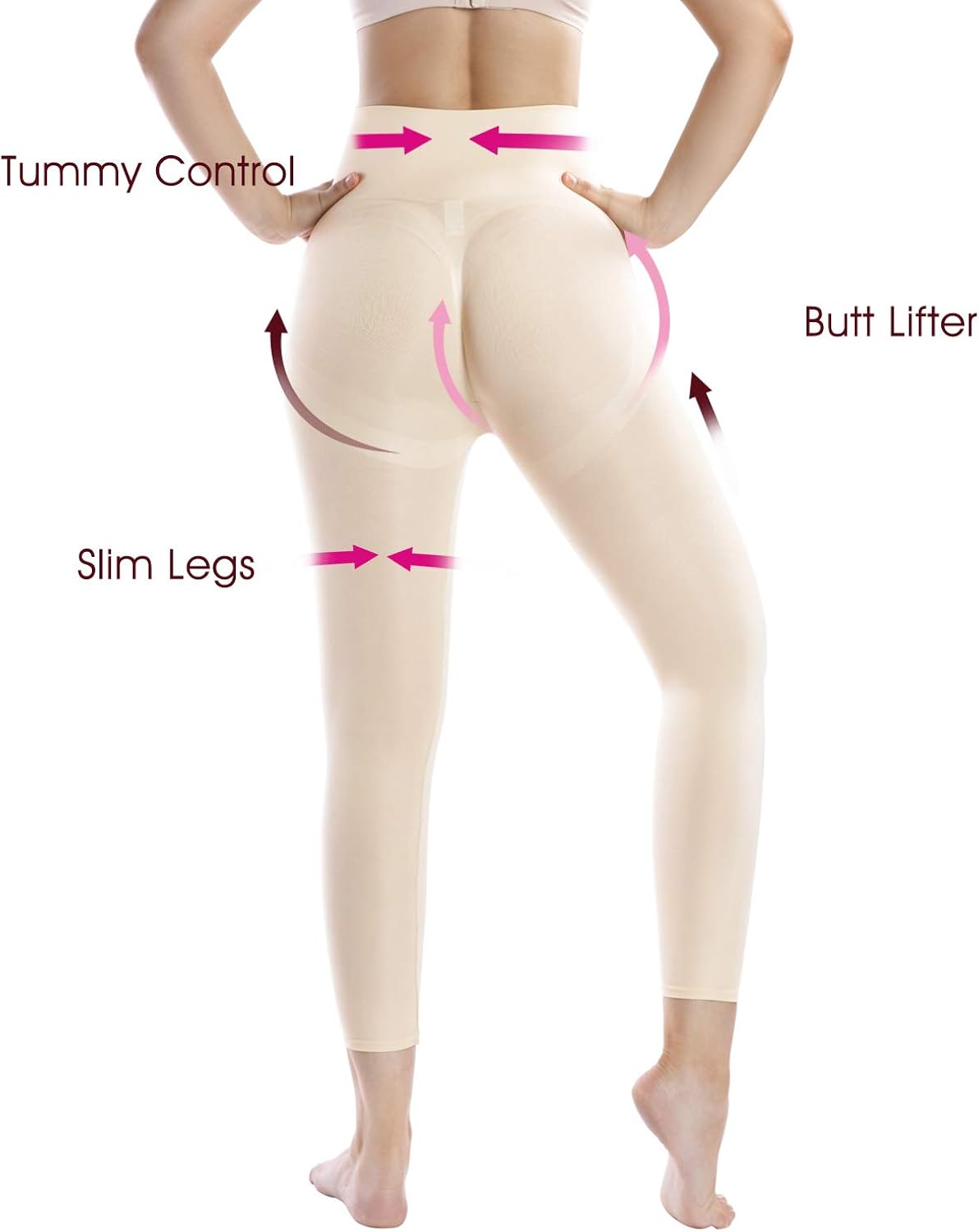 +MD Women's High Waist Target Firm Control Shapewear Compression Slimming Leggings: Clothing