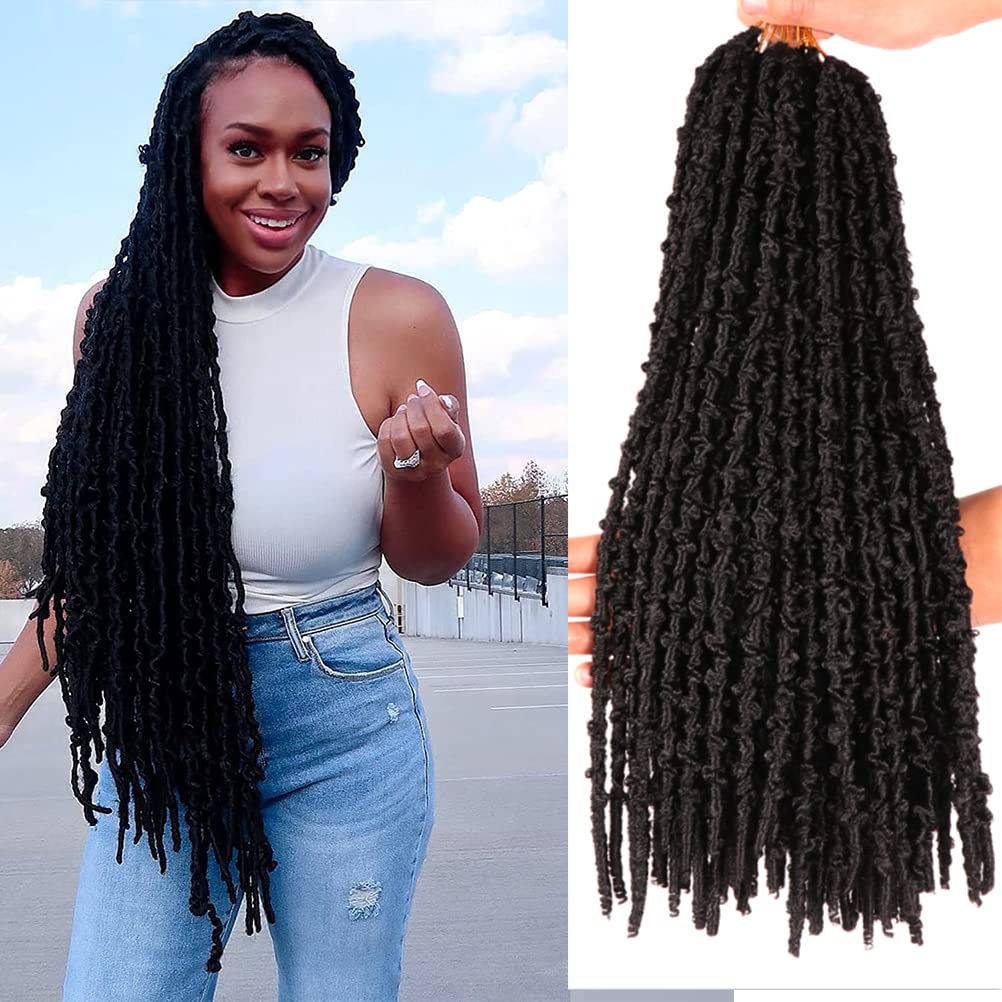 DYHAIR 24 Inch Butterfly Locs Crochet Hair 8 Packs Distressed Locs 100% Kanekalon Fiber Faux Locs African Roots Dreadlocs Synthetic Braiding Hair Extensions (24''Butterfly lcos (8 packs), 1B)
