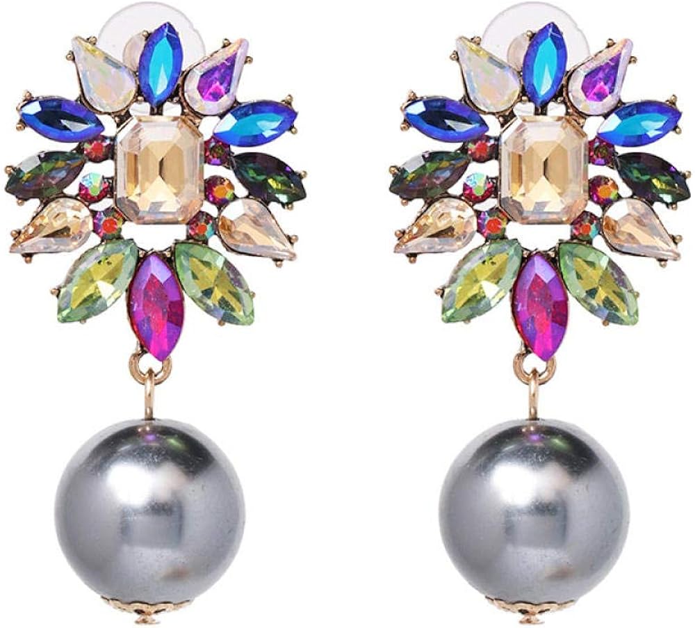 Punk Earrings Multicolors Rhinestone Gems Stud Earrings For