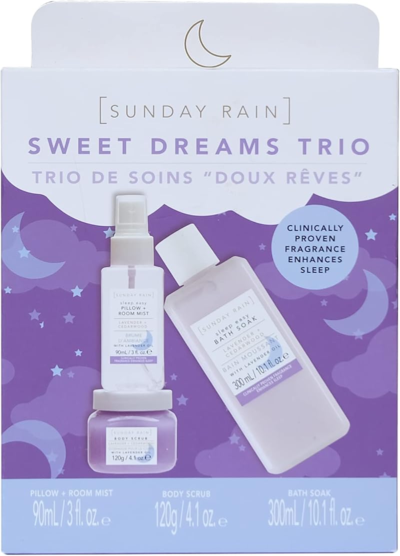 Sunday Rain Sweet Dreams Trio Lavender Bath Soak Scrub Pillow Mist Vegan