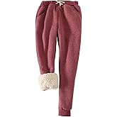 Gihuo Women's Winter Warm Fleece Pants Sherpa Lined Sweatpants Jogger Track Pants Athletic Active Lounge Pants