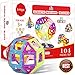 G-ikigai Magnetic Building Blocks - 50 + 50 Piece Set + 4pcs Wheels Kit - 3D Shiny Smooth Block Set for Kids 3+ Boys and Girls - Toddlers Educational Toy for Creativity - Perfect Tiles Magnet Strength