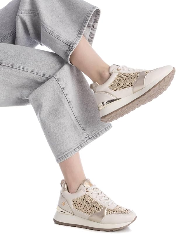 - Ténis femininos bege - calçado confortável e versátil - Moda casual - Modelo 14377701 (Tamanho: 38)