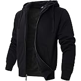 LeeHanTon Mens Sherpa Lined Hoodie Warm Full Zip Fleece Sweatshirt Thick Lined Work Pullover for Winter Comfort