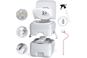 KAIZONPOT Camping Toilet, Portable Toilet 5.3 Gallon with Level Indicator T-Type Water Outlets Fit for Camping, Boating, Hiking