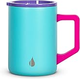Elemental Insulated Coffee Mug - Triple-Wall Stainless Steel Summit Travel Cup for Hot and Cold Drinks - Thermal Coffee Mug with Lid and Handle for Camping, Office & Trave 16oz - Blue Tie Dye
