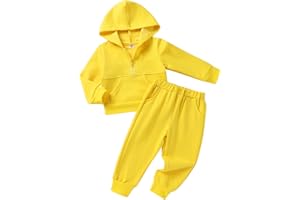 Happy Town Baby Clothes for Girls Boys Solid Color Half-Zip Sweatshirt and Sweatpants Outfits Set Fall Toddler Sweatsuit