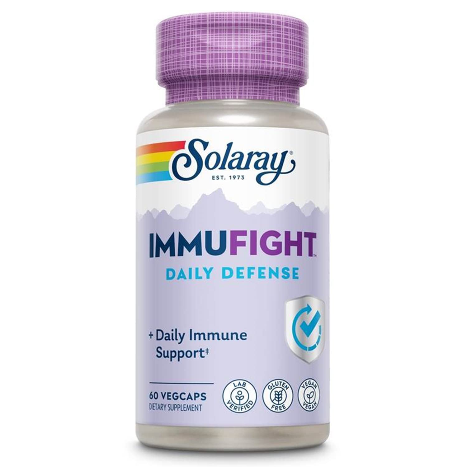 SOLARAY Immufight Daily Defense - Immune Support Supplement - Vitamin C, Organic Vitamin D, Zinc, Monolaurin, Probiotics - Antioxidant Activity and Optimal Balance - Vegan - 30 Servings, 60 VegCaps