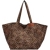 SANLEG Leopard print canvas tote bag for women, casual large capacity tote bag, simple single shoulder crossbody bag