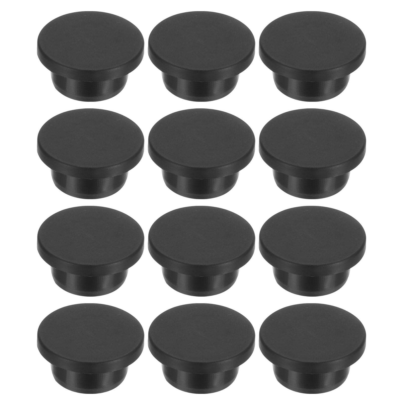 PATIKIL 22mm Diameter Rubber Hole Plugs, 12 Pcs Silicone Rubber Round Hole Stoppers for 21mm Hole, Black