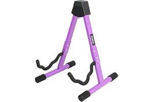 VANPHY Foldable Guitar Stand Folding A-Frame metal Acoustic Guitars Stand Adjustable Bass stand with Padded Classical ukulele stand floor Portable Guitar ukulele bass banjo Mandolin stand (Purple)